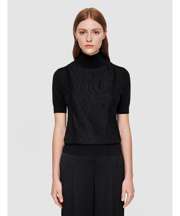 JOSEPH レース&ニット　ショートスリーブニット Black