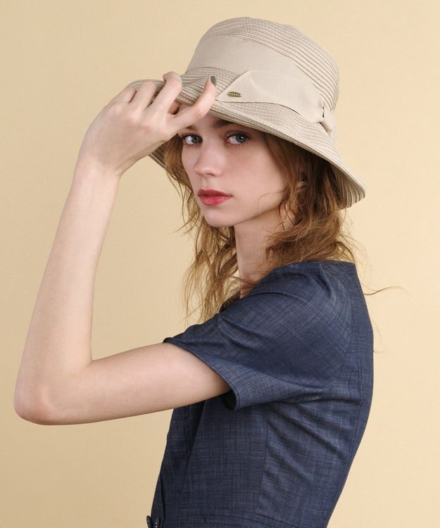 TOCCA 【UV90%以上カット・吸水速乾・抗菌防臭・洗える・サイズ調整可】POINT OF RIBBON BRAIDHAT 帽子 ベージュ系