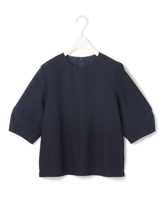 ICB 【UVケア・接触冷感・速乾・防シワ・洗える】 FluidBackSatin ランタンスリーブブラウス ネイビー系