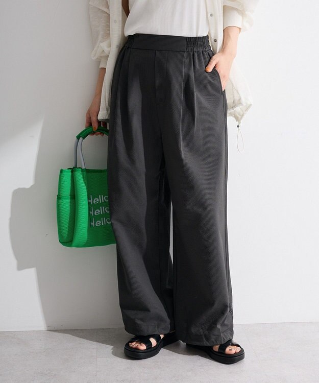 Green Parks サッカー裾ドロストワイドパンツ Gray