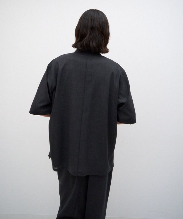 ATON TWIST WOOL GAUZE | ハーフスリーブシャツ - UNISEX CHARCOAL GRAY