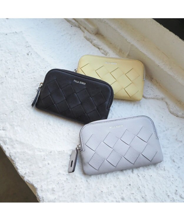 PELLE BORSA ラウンドファスナーキーポーチ Chrono Weave クロノウィーブ 5847 アイスグレー