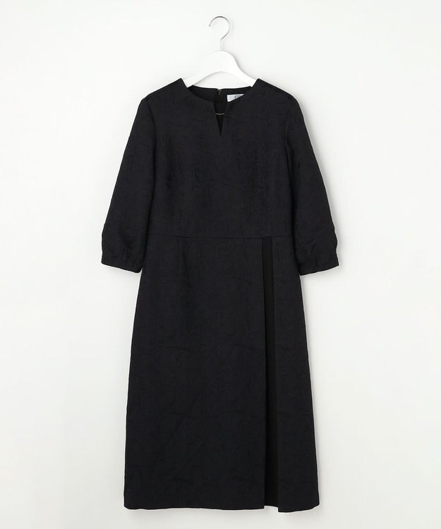 J.PRESS LADIES S ボタニカルジャガード ワンピース ダークネイビー系