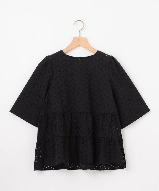 組曲 S エンブロイダリーレースフリル ブラウス ブラック系