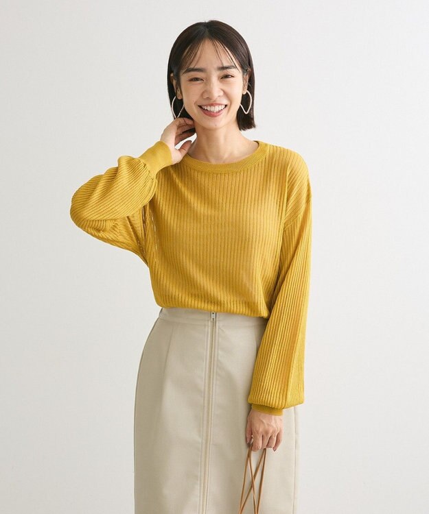 Green Parks ラメシアーリブニットプルオーバー Light Green