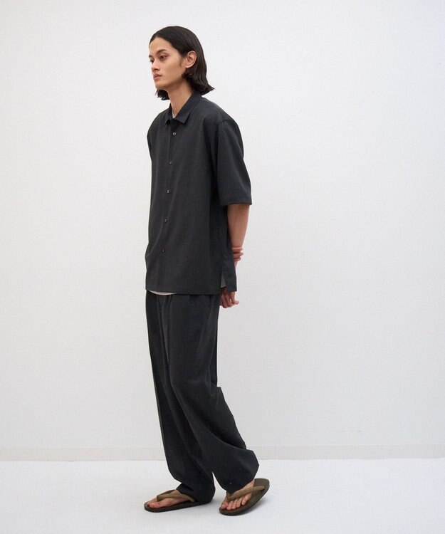 ATON TWIST WOOL GAUZE | ハーフスリーブシャツ - UNISEX CHARCOAL GRAY