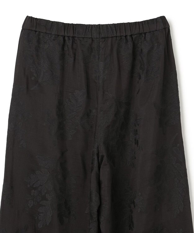 UNFILO 【ウエストゴム】ボタニカル エンブロイダリー パンツ ブラック