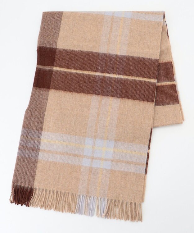 MOONBAT MACKINTOSH PHILOSOPHY ウール100%超大判チェックポンチョストール／幅70cm ブラウン