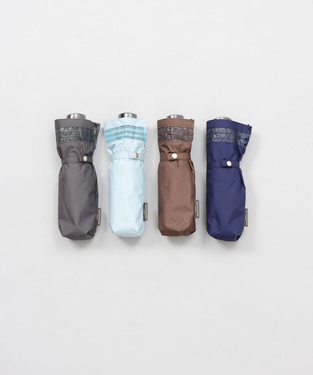 AURORA 【MACKINTOSH LONDON（マッキントッシュ ロンドン）】フリルオーガンジータック加工晴雨兼用パラソル（折りたたみ傘） ネイビー