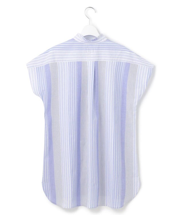 J.PRESS YORK STREET 【WOMEN】キャップスリーブ マルチストライプブラウス サックスブルー系1