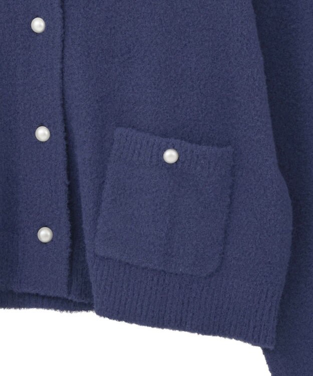 earth music&ecology 【イージーケア】パウダーシャギークルーネックカーディガン Navy