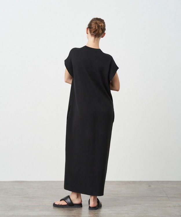 ATON 50/2 NATURAL DYE ORGANIC COTTON | バンドカラードレス BLACK