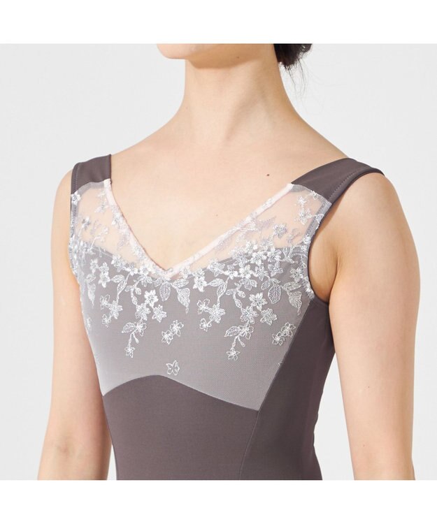 Chacott 【Nela ライン】ジュニア ノースリーブレオタード チャコ-ルグレー