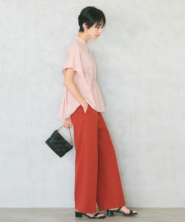 #Newans 【ANSWER for シンプルベーシック】スリットスリーブペプラムブラウス ピンク系