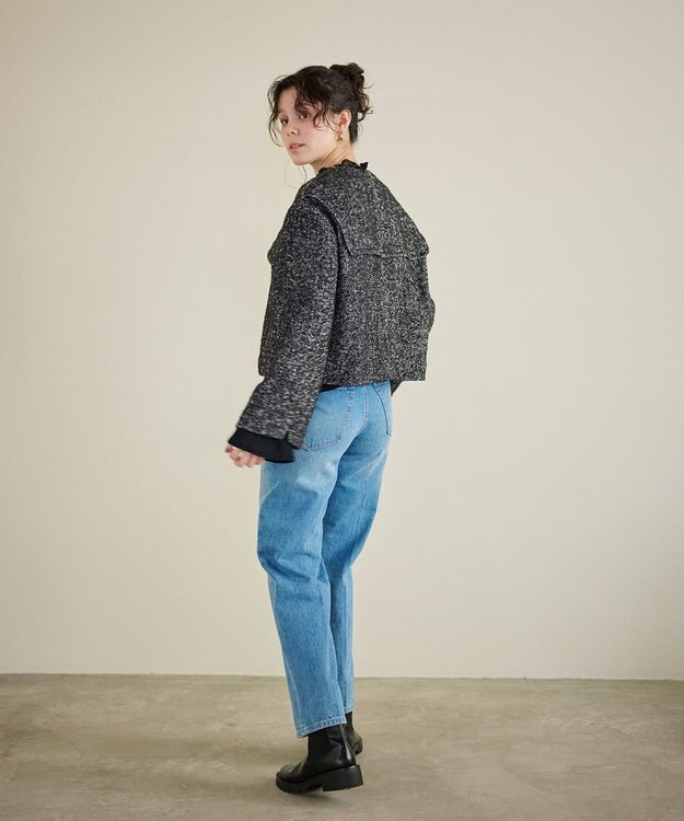 #Newans 【セットアップ可能】ワイドスリーブツイードプルオーバー グレー