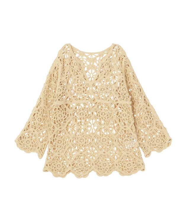 earth music&ecology クロシェ風プルオーバー Light Yellow