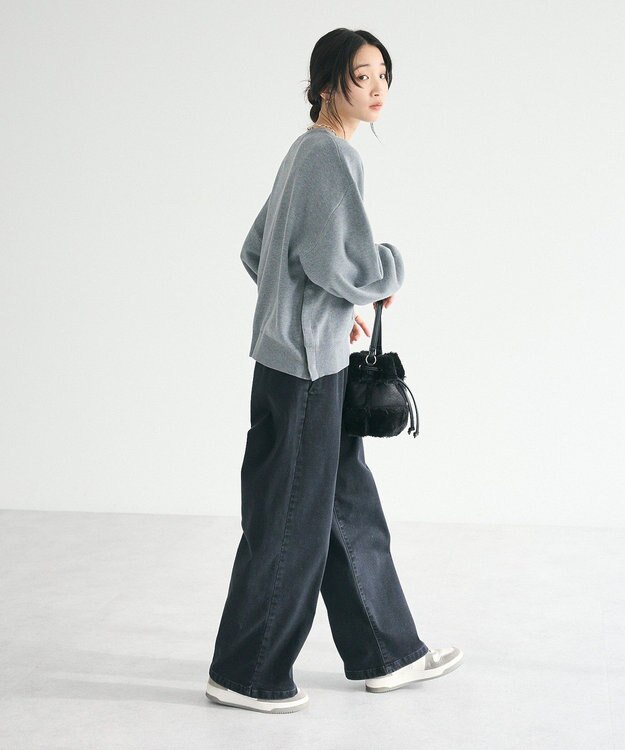 CRAFT STANDARD BOUTIQUE 裏起毛デニムワイドパンツ Black