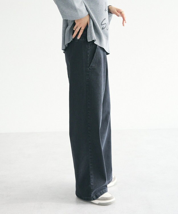 CRAFT STANDARD BOUTIQUE 裏起毛デニムワイドパンツ Black