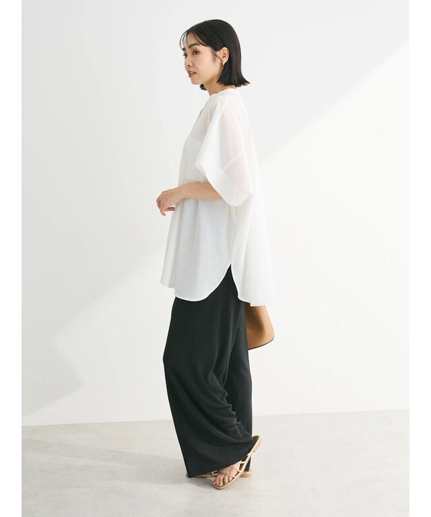 Green Parks 綿麻混ポンチョ風シャツ Off White