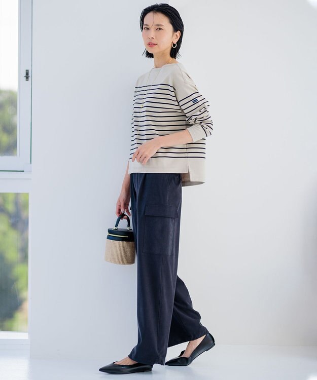 23区 【Oggi4月号掲載/洗える】シルキーストレッチ パラシュートパンツ ブラック系