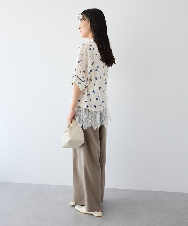 CRAFT STANDARD BOUTIQUE ボタニカルプリントオープンカラーシャツ Ivory