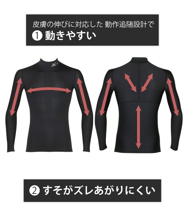 CW-X 【MEN】　機能性トップス　SECOND　BODY　2.0　吸汗速乾　UVカット率90%以上　抗菌防臭　ハイネック・長袖　/ワコール　CHO039 ブラック