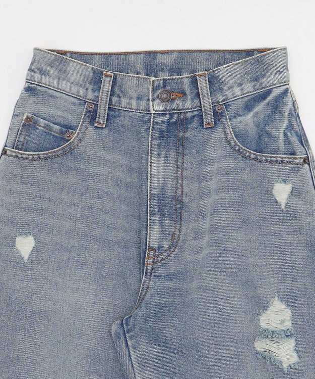 WEGO ダメージフレアデニムパンツ デニム中濃加工色