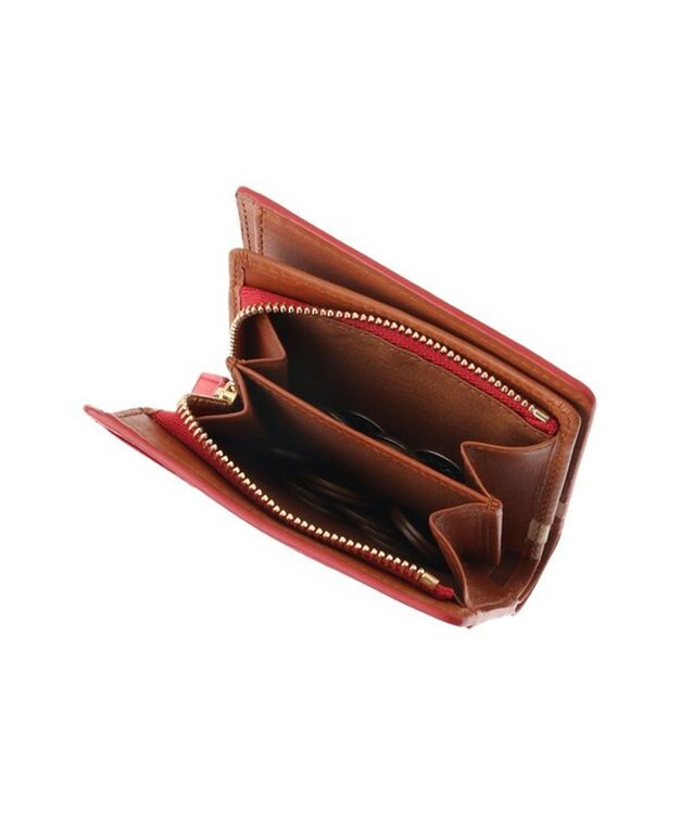 genten ミネルヴァ2 二つ折り財布内Lファスナー アカ