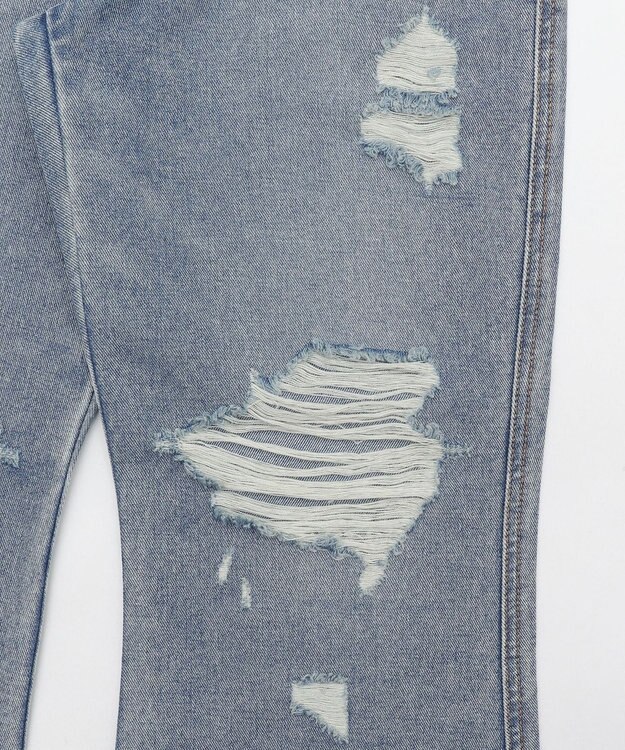 WEGO ダメージフレアデニムパンツ デニム中濃加工色