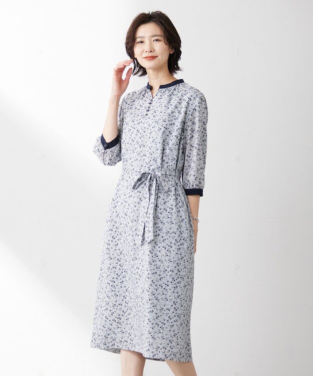 【洗える】 スパンローンフラワー バンドカラー ワンピース / J.PRESS LADIES | ファッション通販 【公式通販】オンワード・クローゼット