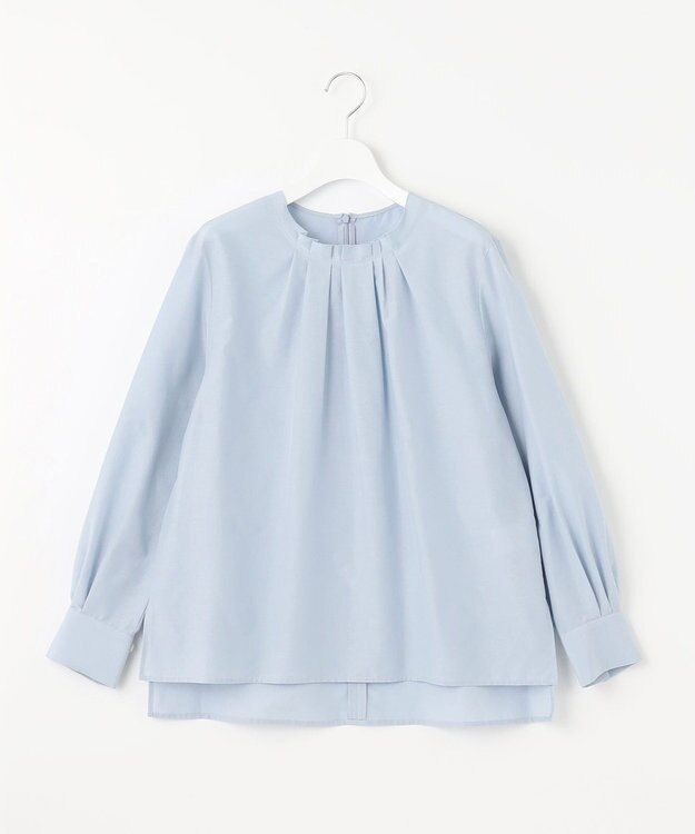 自由区 【XSサイズ～/洗える】シルクコットンブロードⅡ プルオーバーブラウス スカイブルー系