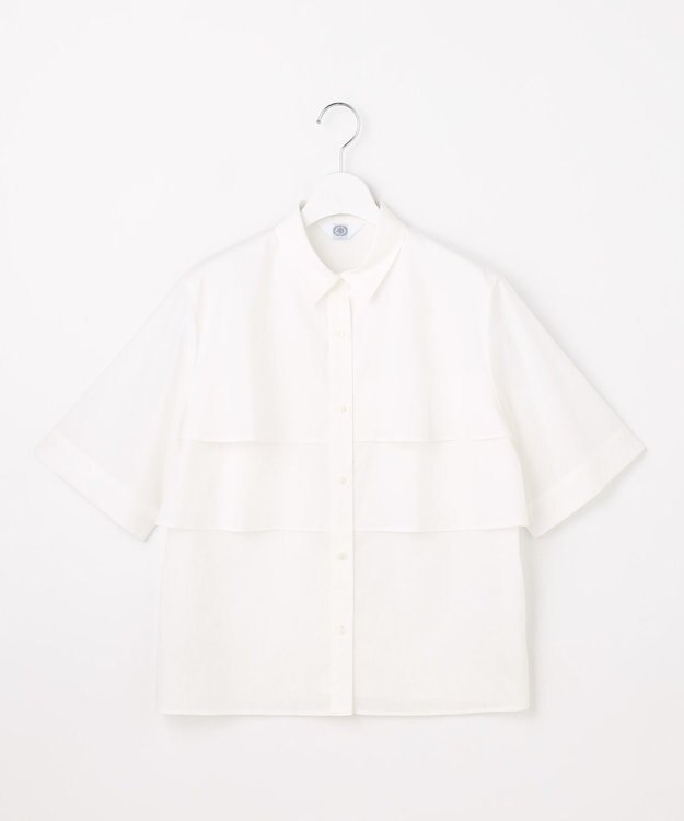 J.PRESS LADIES L 【WEB限定カラーあり・一枚で着映え】ラミーポプリン ティアード シャツ ホワイト系