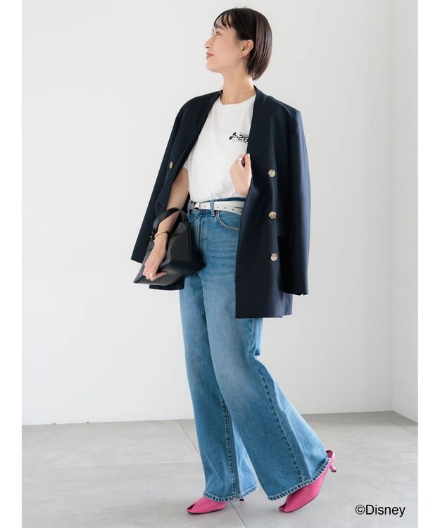 Te chichi 【Disney】MICKEY/ロゴプリントTシャツ オフホワイト