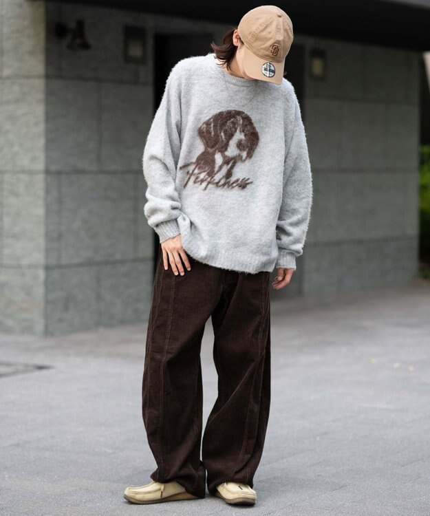 WEGO 【ユニセックス着用ITEM/MLサイズ展開/25年秋冬新作】ファジーグラフィックプルオーバー グレー