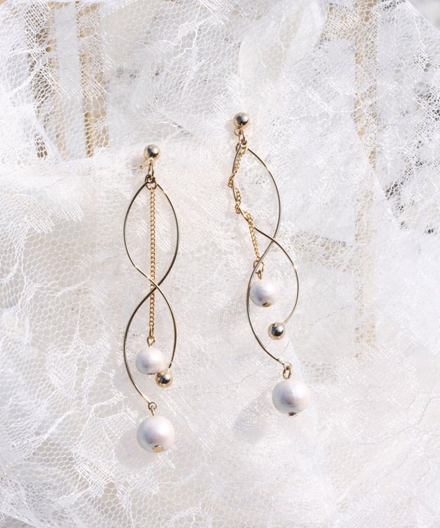 Tiaclasse 【安田美沙子さん着用】ウェーブパールピアス ゴールド