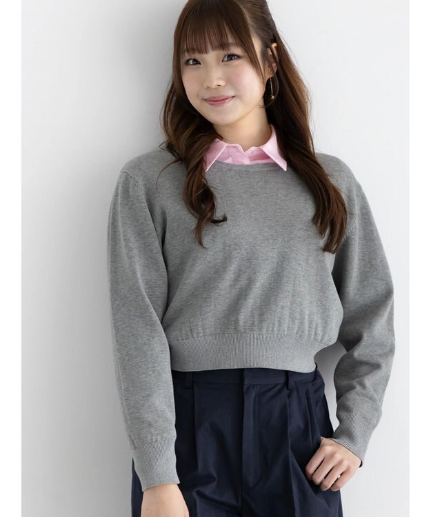 Te chichi コンパクトクルーネックニット【AOYAMA FASHION ASSOCIATION × Te chichi】 グレー