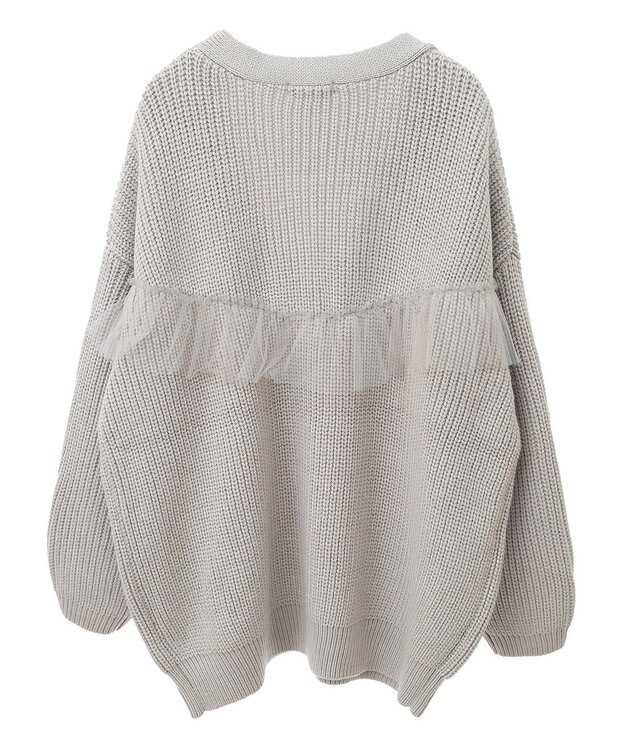 earth music&ecology チュールフリルカーディガン Light Gray