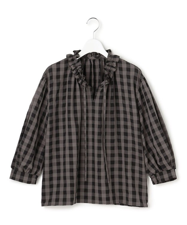 23区 【WEB&一部店舗限定】ブロックチェック フリル ブラウス ブラックチェック