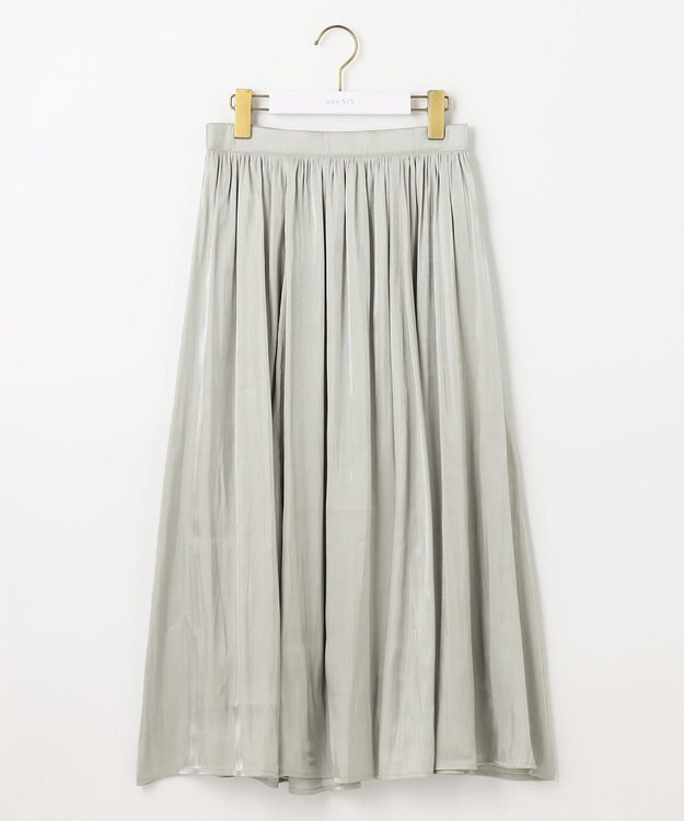 ANY SIS 【洗える】オーロラギャザー スカート ライトグリーン系