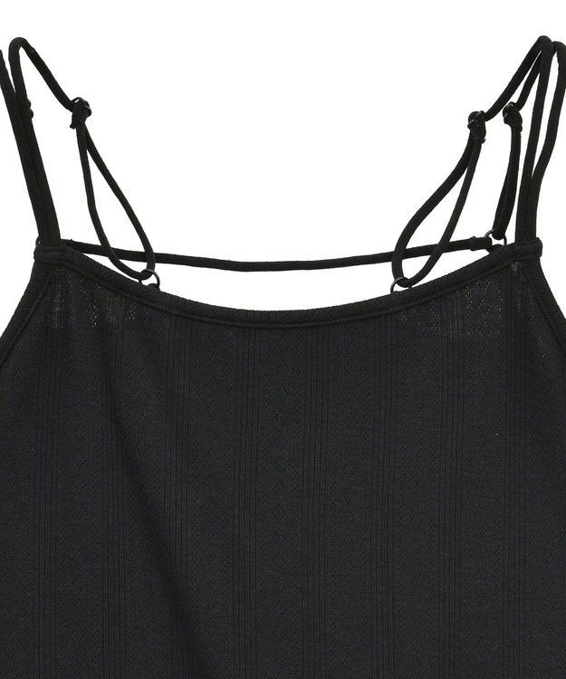 earth music&ecology ダブルストラップパターンメッシュキャミソール Black