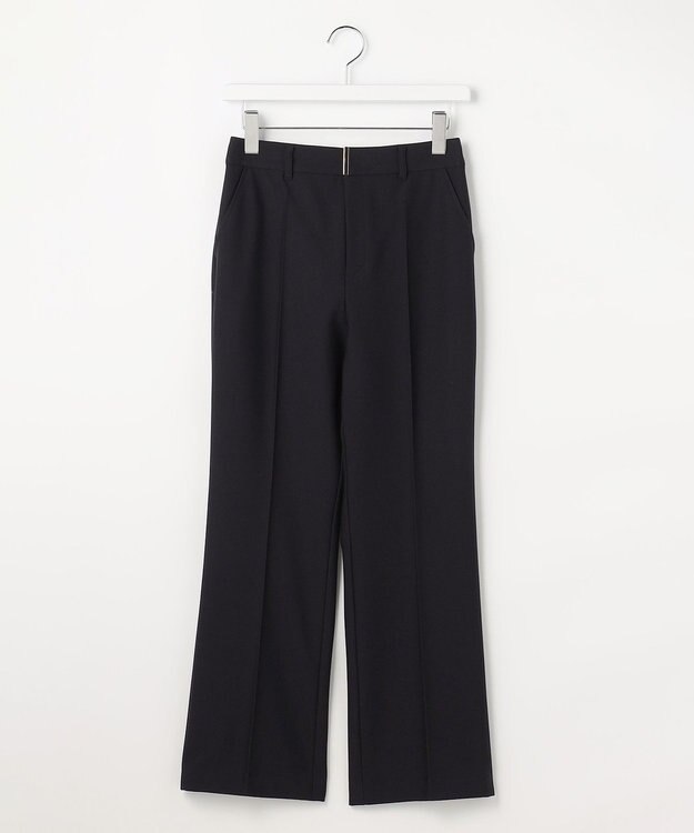 ANY SIS L 褒めらレディストレッチ セミフレア テーパードパンツ ネイビー