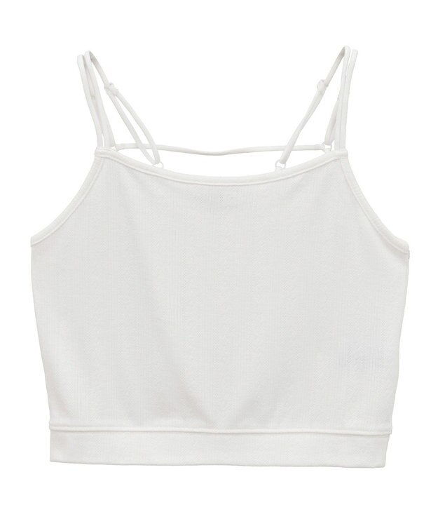 earth music&ecology ダブルストラップパターンメッシュキャミソール Off White