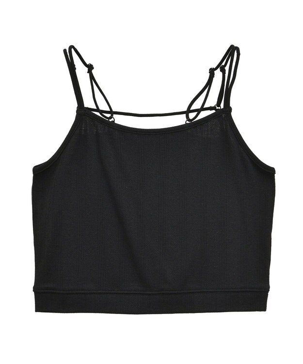 earth music&ecology ダブルストラップパターンメッシュキャミソール Black