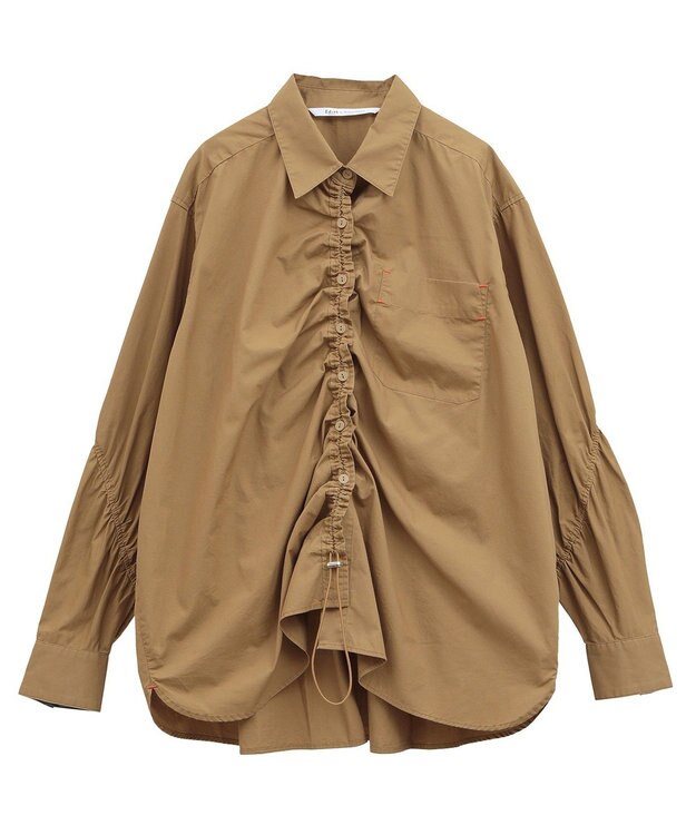 YECCA VECCA ドロストデザインギャザーシャツ Camel
