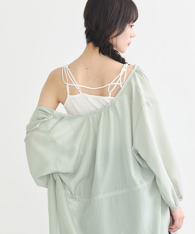 earth music&ecology ダブルストラップパターンメッシュキャミソール Off White