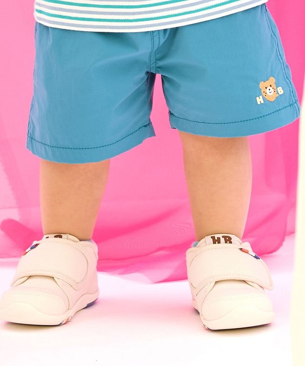 MIKI HOUSE HOT BISCUITS 【80-120cm】撥水素材 ワンポイント 5分丈パンツ ストームブルー