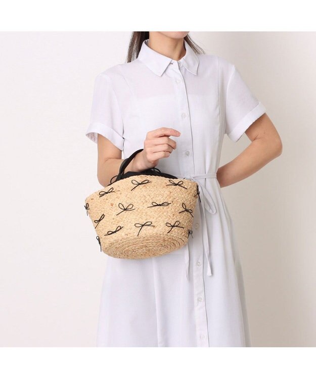 UNBILLION カカトゥ kakatoo / ラフィアブレードリボンバッグ カゴバッグ ブラック
