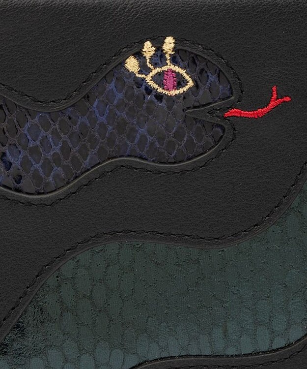 ANNA SUI ウィズスネーク  Lファスナー薄マチ長財布 クロ