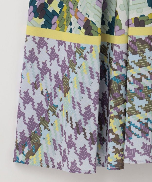 GRACE CONTINENTAL キカプリントティアードワンピース グリーン