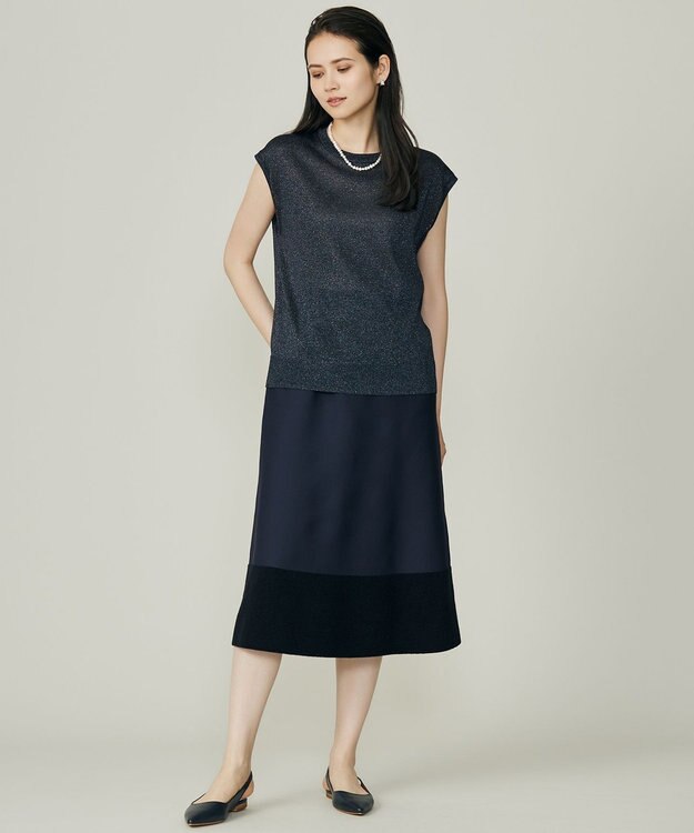 自由区 S 【カタログ掲載】カラーミックスラメスリーブレス ニット ネイビー